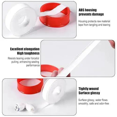 Image showing 4 Rolls Of 1/2 Inch By 32.8 Ft White Plumbers Tape For Pipe Thread Sealing And Leak Prevention In Home Plumbing.