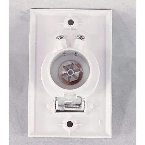 Central vacuum inlet valve, Pokin (2), white, round door on wall plate