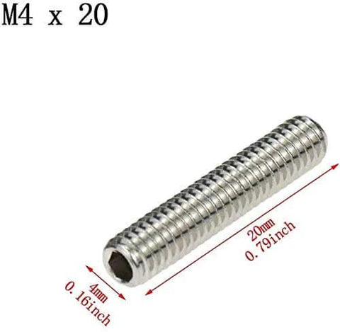 100Pcs M4 By 20Mm Stainless Steel Cup Point Socket Grub Screws With Hex Head For Gear And DIY Projects, Rust Resistant High Torque Burr Free Fixings For Auto Repair And Hobbyist Assemblies