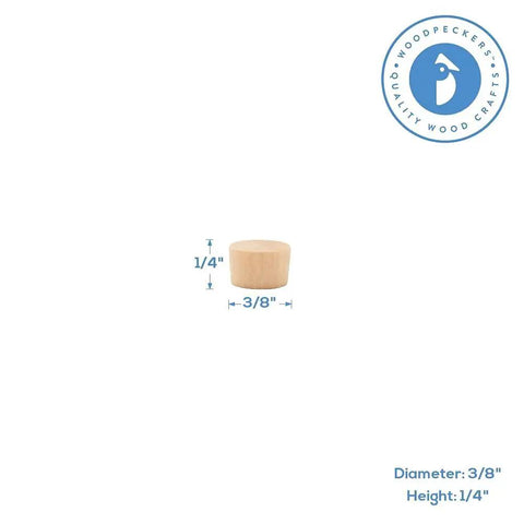 Three Eighths Inch Maple Flat Head Wood Plug For Furniture Screw Hole Covers Pack Of 100 with dimensions