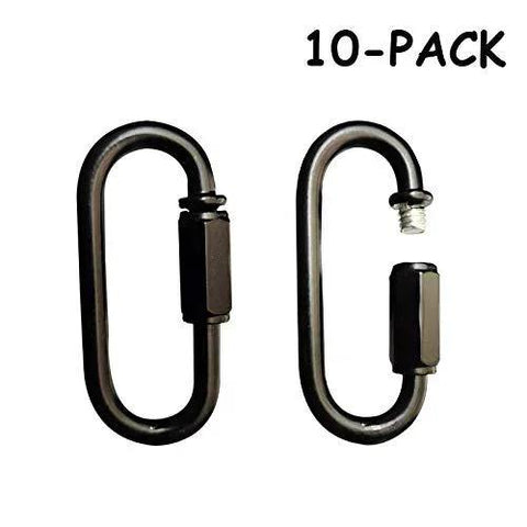 Heavy Duty D Shape Chain Locking Quick Link Connector M4 4mm Black Iron With Anti Rust Paint, twist threaded for lighting chains, 10-pack