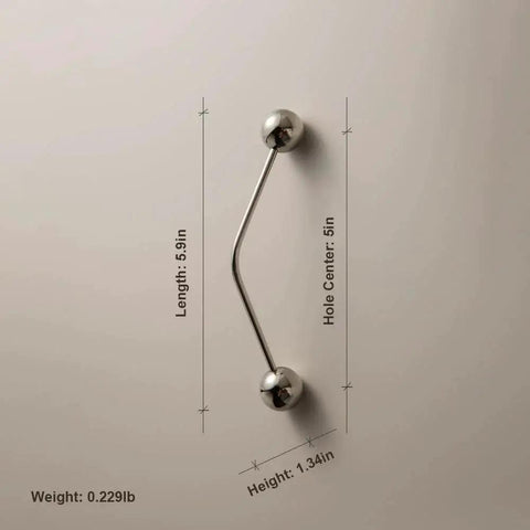 One Pack 5 Inch Titanium Silver Cabinet Handles Ball Tip Pulls With Polished Solid Brass Core And Premium Titanium Silver Finish