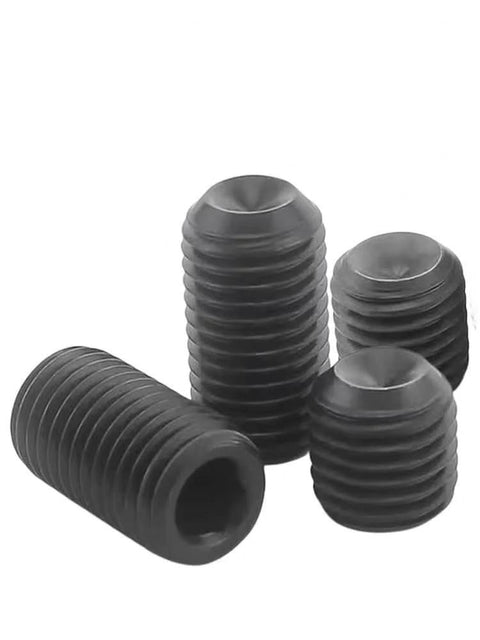 10 Piece M12 X 1.25 Fine Pitch 25mm Cup Point Grub Screws With Hex Socket Allen Key Set Black Oxide Heavy Duty 12.9 Grade Steel