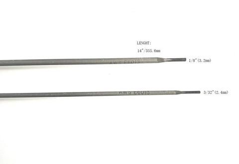 E6013 Welding Rods For AC DC 3 32nd Inch 1 Pound Carbon Steel Stick Electrodes By Wisuno, side view of rods showing length and thickness
