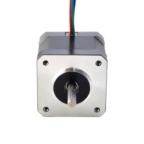 Front view of Ultra Precise 0.9 Degree Nema 17 Bipolar Stepper Motor For DIY Projects with four wires visible