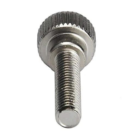 Knurled Head M4 X 8mm Shoulder Type Thumb Screws With 4.0mm Thread Dia, Fully Threaded Steel With Nickel Coating, Slotted And Phillips Drive