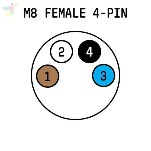 Diagram of M8 female 4-pin connection for M12 Male to M8 Female Sensor Adapter With 4 Pin A Coded Connector for Industrial Automation