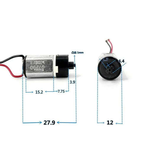 Dimensions of N20 Planetary Gear Motor Micro DC 3V To 6V 100 RPM Slow Speed Gearbox With Cross Shaft For Lock Toy Projects
