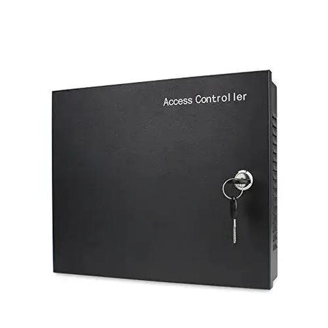 No-Nonsense Four Door Access Control System With TCP/IP Wiegand Panel And Remote Open shown in black metal casing with key