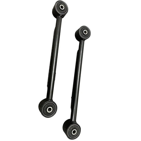4 Piece Rear Suspension Upper And Lower Trailing Control Arm Kit For Left And Right Fits 2002 2009 Chevy Trailblazer GMC Envoy Buick Rainier Saab 9 7X Without Air Suspension, showing two metal control arms.
