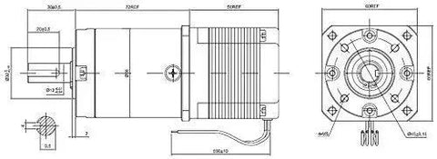 Technical diagram of Heavy Duty Nema 23 Stepper Motor with 47 to 1 Planetary Gearbox for DIY CNC Mill Lathe Router, 40 Nm Holding Torque.