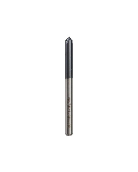 Front view of Beefy Solid Carbide Chamfer End Mills For Steel With AlTiN Coating One Eighth Inch Shank One Eighth Inch Cutting Diameter