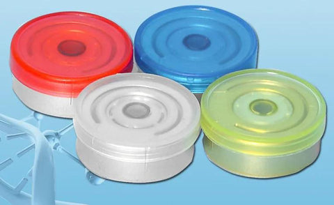 DIELLY 10ml glass sample vials with flip-off aluminum caps in red, blue, white, and yellow (10 pcs)
