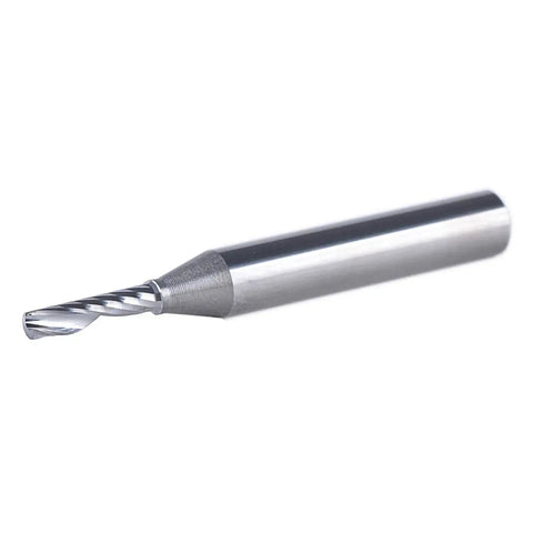 Five Piece Carbide End Mill Set for CNC Routers With Single Flute Spiral Bits, 1/8 Inch Cutting Diameter, 1/4 Inch Shank, 1/2 Inch Cutting