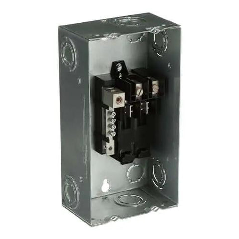Single Unit 70A Main Lug Indoor Load Center 2 Space 4 Circuit Surface Mount Panel with Tin-Plated Copper Bus, side view