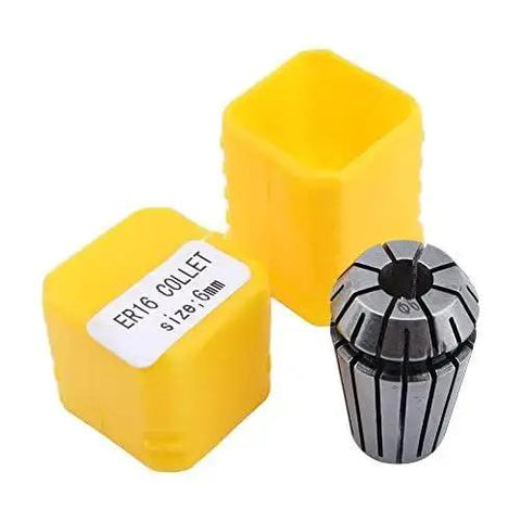 Beefy Collet Set 1 To 10Mm CNC Milling Lathe Tooling With Self Release High Clamping Force ER16 spring collet next to yellow packaging
