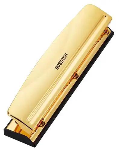 Gold 3 Hole Punch For 12 Sheets Durable Metal Office Punch With Stable Rubber Base No Mess Chip Tray And Easy Clean Compact 3 Hole Punch