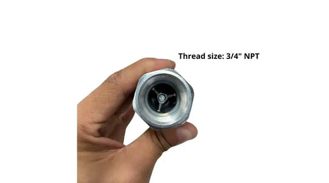 Close-up of hand holding Hydraulic Quick Connect Set AG ISO 5675 Pioneer Style Pro Grade Couplers Three Quarters Inch NPT Threads