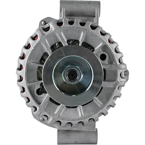 Front view of 12V 180A Clockwise Alternator Replacement For Ford F-250 And F-350 Super Duty 2003-2007 Drop-In With Internal Regulator, Solid Pulley