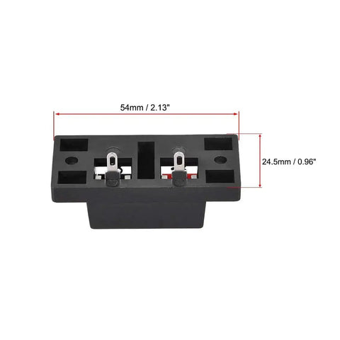 Six Pack 2 Way Speaker Spring Terminal Clips Connectors WP2-10 dimensions shown in black with 54mm width and 24.5mm height