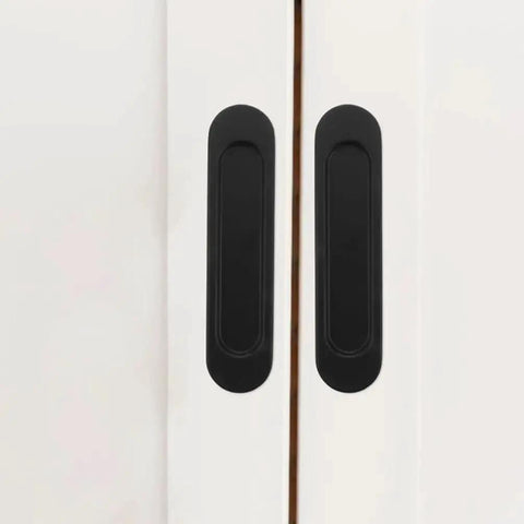 4 Pack Recessed Door Pulls With Strong Adhesive For Sliding Closet Doors And Panel Doors, installed flush on white sliding doors