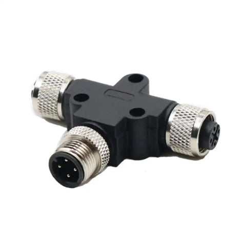 M12 T Type Connector A Code Male To Female Unshielded IP67 Waterproof Field Wired Sensor Plug Adapter, 4 Pin for Aviation Use