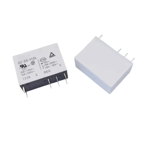 General Purpose 12V DC Relay, 16A SPDT, 8 Pin Design For Electronics Projects, shown detached with visible pins and markings.