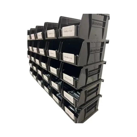 1035 Piece Grade 5 Nut Bolt And Washer Set With Hex Bolts Nuts Lock Washers And Flat Washers In 30 Stackable Plastic Bins