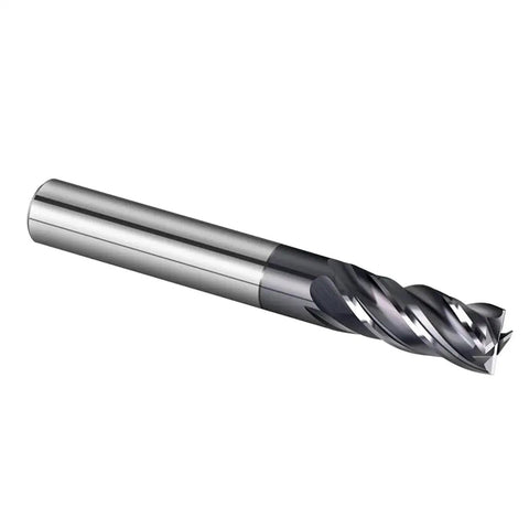 Five Piece 4mm CNC Carbide End Mill Set Four Flute Milling Cutter Top Notch Pro Grade Tungsten Carbide End Mill Bits visible at angle