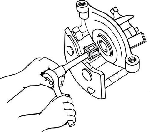 Illustration of Disc Brake Piston Tool For Pushing And Rotating Pistons Back Into The Caliper Pro Grade Two Sided Design in use