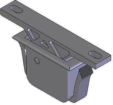 C3-305 Snap-In Grabber Catch for panel thickness .043 to .114 inches, 5 lbs pull force, black plastic construction, side view.