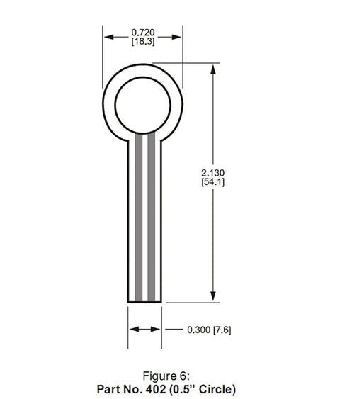 FSR402/FA402 force sensing resistor pressure sensor schematic with circular 0.5-inch top and long stem.