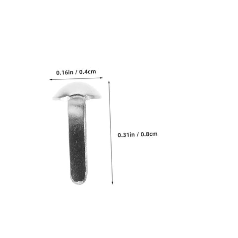 Close-up of a single silver iron brad from 100 Pcs Diy Iron Brads For Puppet Making Kit Mini Fasteners For Kids Crafts.