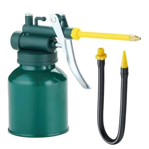 Garage Ready Dual Spout Oiler Can 8oz Green Metal Pump With Flexible And Straight Spouts For Precision Lubrication
