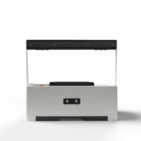 Front view of coil binding machine with electric inserter and foot pedal for fast easy doc binding, punches 20 sheets, binds up to 440 sheets.
