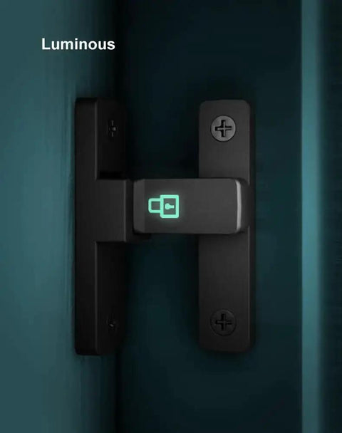 Heavy Duty Flip Latch Lock For Gates Barns Garages Fences And Cabinets 90 Degree And 180 Degree Sliding Or Swinging Door Latch Bolt Zinc Alloy Black With Luminous Glow installed on door, showing glow effect