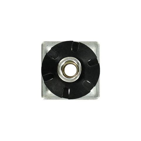 Double Star Threaded Caster Insert In Heat Treated Steel For One And One Quarter Inch Square Tubing Fits Sixteen To Eighteen Gauge
