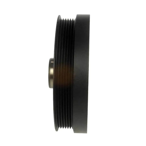 Side view of Ford Lobo Harmonic Balancer Replacement 2004 2010 black serpentine drive belt type with keyway and mounting hole.
