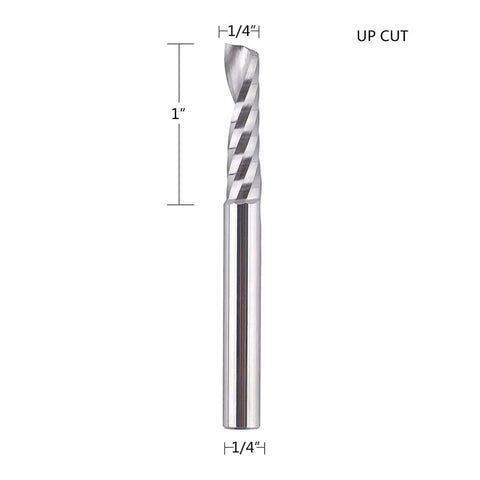 O Flute Spiral Router Bit Set With Five Pieces And Quarter Inch Shank One Inch Cutting Length One Quarter Inch Cutting Diameter And Two And A Half Inch Overall Length For DIY CNC Routers Upcut Carbide End Mills Smooth Chip Removal SpeTool