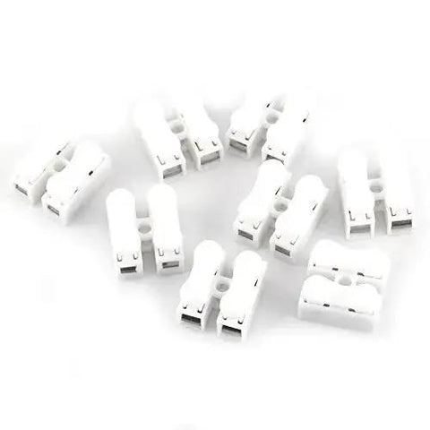 Heavy Duty 100 Piece Two Pin Push Wire Terminal Block Kit 10A 220V White Spring Clamp Quick Wire Connector with Flame Retardant Plastic