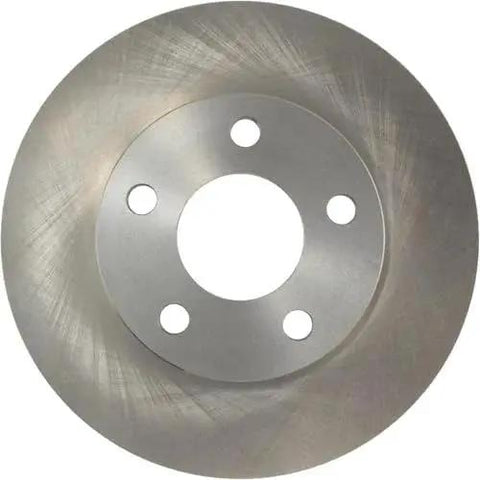 Front brake rotor disc with five lug holes and central mounting hub
