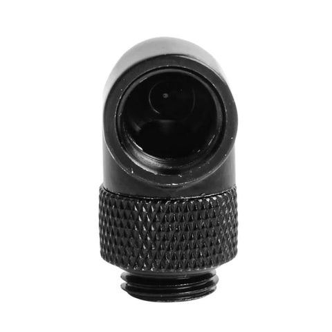 Rotary PC water cooling fitting, 90-degree elbow, knurled black body, G1/4 inch thread
