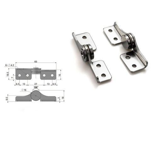 Torque Shaft Hinge With Adjustable Damping 2.0 N.M Small Metal Damper showing dimensions and components for folding tables and doors