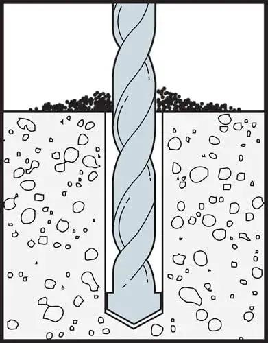 Illustration of Sleeve-All 1/2 In x 3 In Hex-Head Sleeve Anchor being installed in solid base material like concrete.
