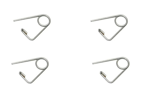 Four zinc-coated cotter pins for Throttle Rod Clevis Pin Kit For Go Kart Gas And Brake Pedal Linkage visible against white background