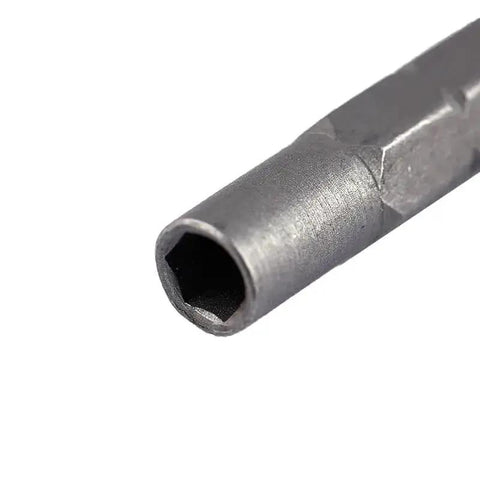 Close-up of 3 Pack Quarter Inch To Micro 6.35mm Hex Socket Screwdriver Bit Adapter, 25mm Long, S2 Alloy Steel, showing magnetic head sleeve.