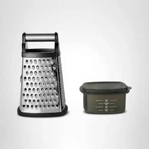 Gourmet 4 Sided Stainless Steel Box Grater With Fine Medium Coarse Grating And Slicing Options Detachable 3 Cup Storage Container