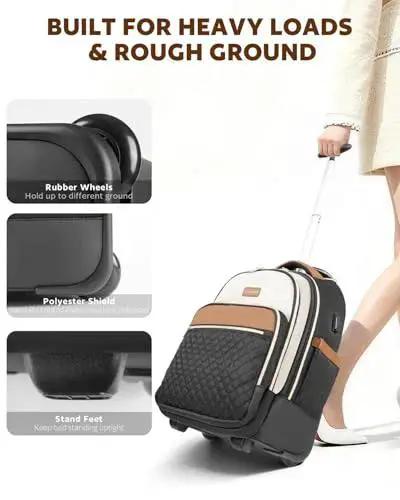 Rolling Backpack With Wheels For Travel Carry On 40L Capacity Built For Women On The Go Arcoyard shown on rough terrain