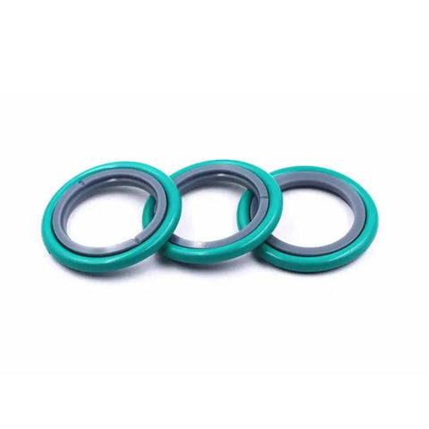 Rod Sealing XST17 220 For Water Jet Cutting Machines Two Pack Premium Waterjet Spare Parts shown from above with green and gray color