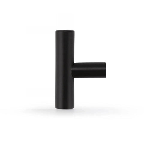 Front view of 10 Pack Flat Black 2 Inch T Bar Cabinet Knobs Hollow Stainless Steel Single Hole For Kitchen Cabinets And Bedroom Dressers